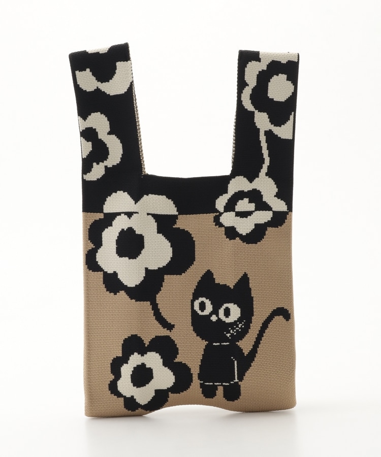 オフプライスストア(ファッショングッズ)(OFF PRICE STORE(Fashion Goods))のB.FIELD（ビー.フィールド） ニット花猫柄トートバッグ（小） ベージュA(052)