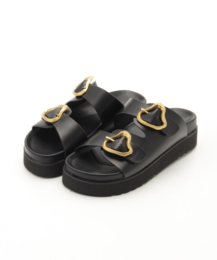 オフプライスストア(ファッショングッズ)(OFF PRICE STORE(Fashion Goods))のMIIYOU(ミーユ) ダブルベルトサンダル ブラック(019)