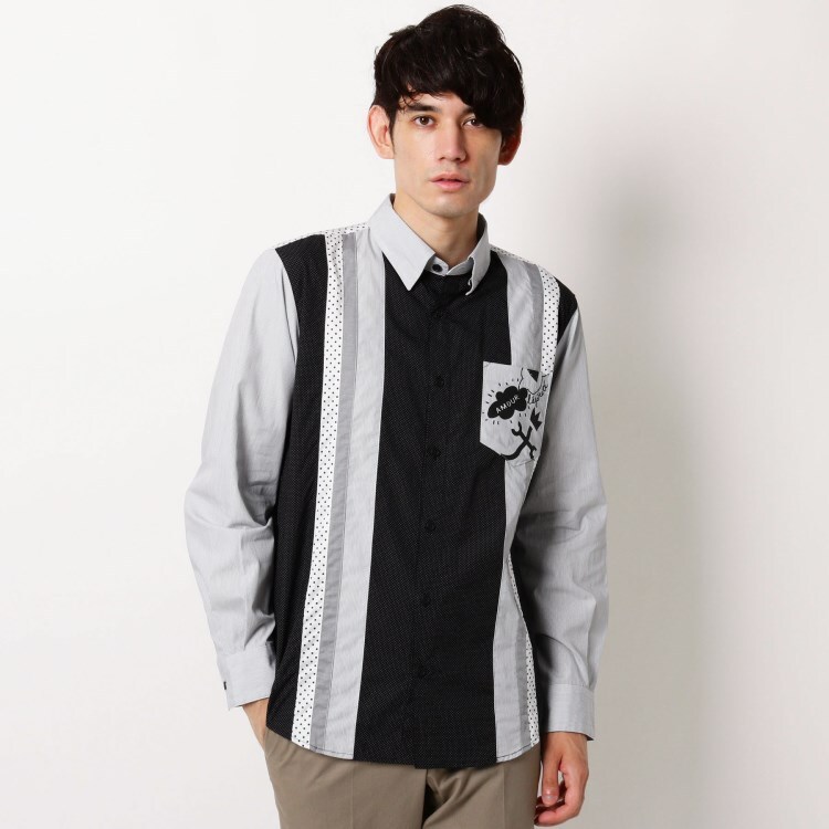 ストライプドット切り替えシャツ カジュアルシャツ Castelbajac Men カステルバジャック ワールド オンラインストア World Online Store