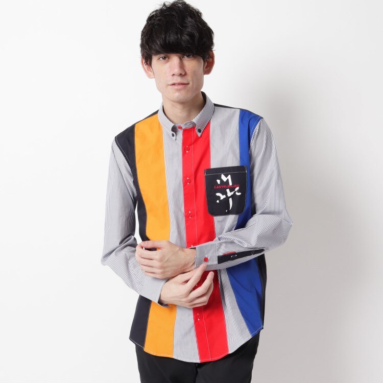 綿100 ストライプ配色切り替えシャツ カジュアルシャツ Castelbajac Men カステルバジャック ワールド オンラインストア World Online Store 綿100 ストライプ配色切り替えシャツ カジュアルシャツ Castelbajac Men カステルバジャック ワールド オンラインストア World Online Store
