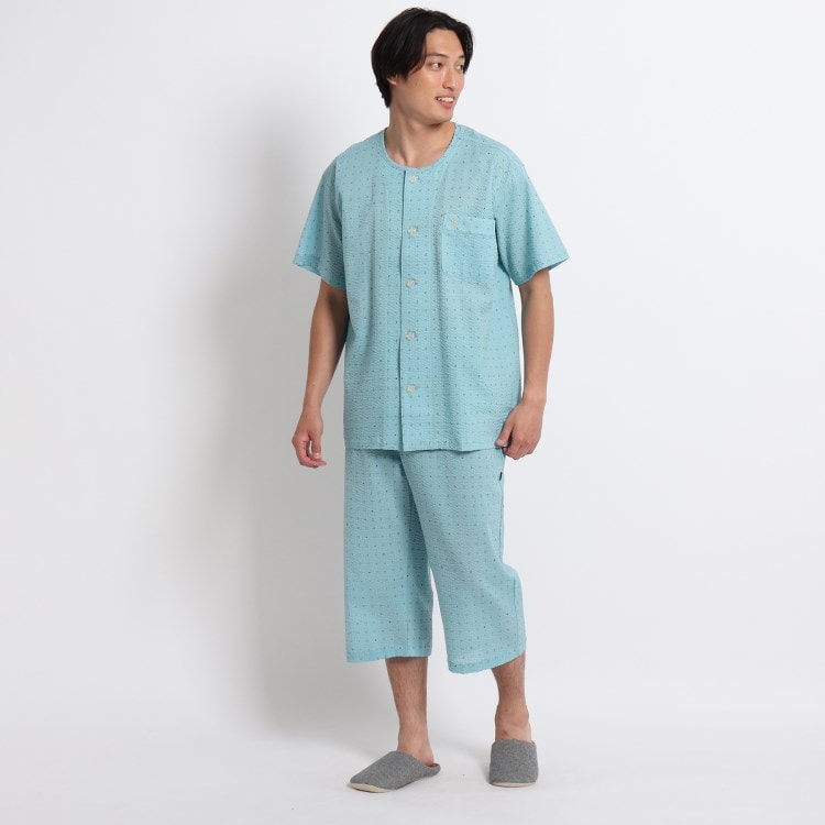 アダバット(メンズ)(adabat(Men))のadabat衿なし半袖七分丈パジャマ