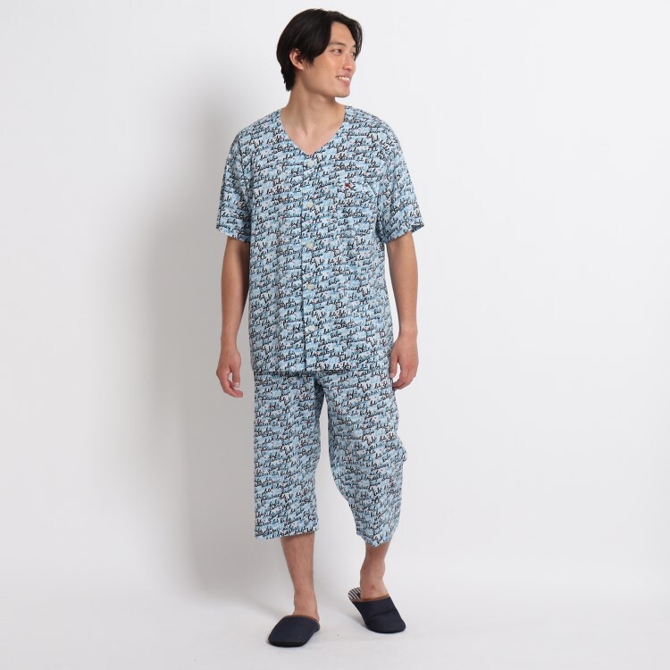 アダバット(メンズ)(adabat(Men))の衿なし半袖七分丈パジャマ