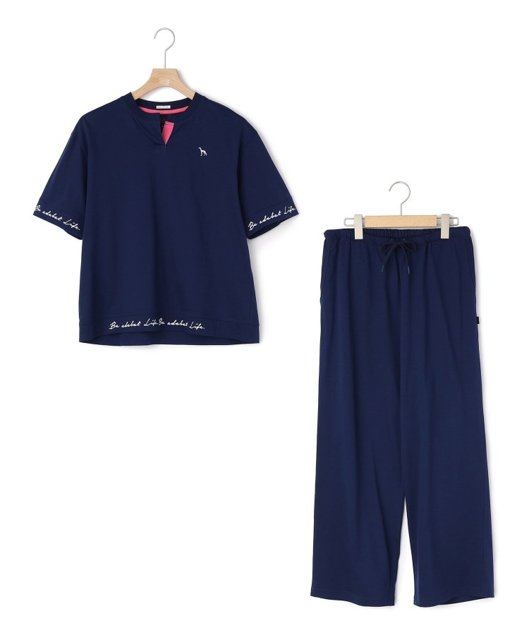 ワールドオンラインストアセレクト（アダバット）(WORLD ONLINE STORE SELECT（adabat）)の婦人用半袖ニットパジャマ ブルー(093)