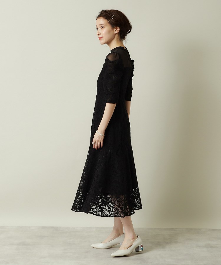 結婚式・パーティに】レース×ラメシアーワンピース<ドレス 結婚式・パーティに】レース×ラメシアーワンピース<ドレス