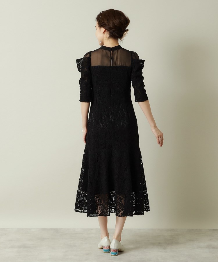 結婚式・パーティに】レース×ラメシアーワンピース<ドレス 結婚式・パーティに】レース×ラメシアーワンピース<ドレス