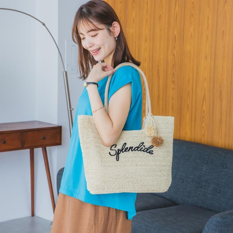 イッツデモ(ITS' DEMO)のチャーム付ロゴ刺繍雑材トート トートバッグ