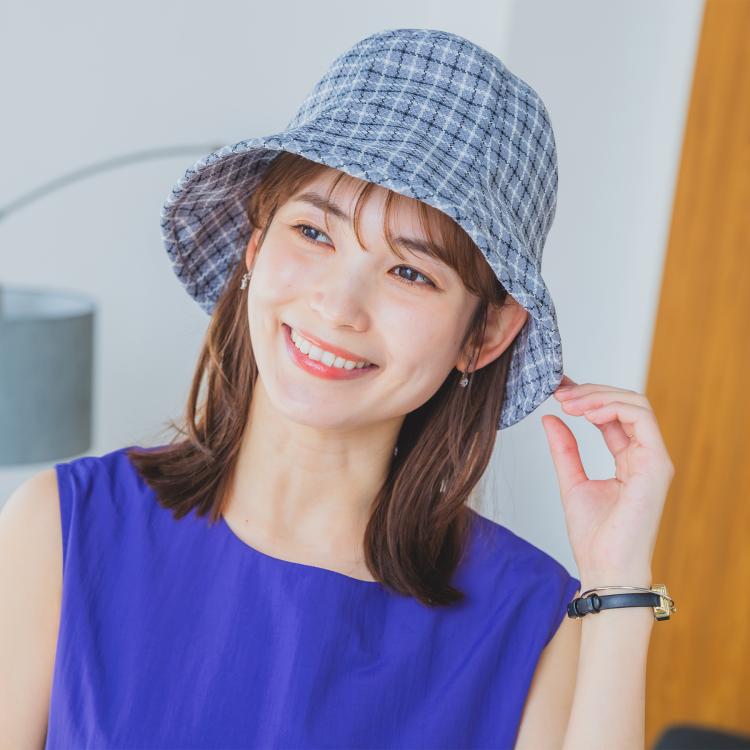 イッツデモ(ITS' DEMO)の【サイズ調整可／手洗い可】サマーチェックチューリップハット ハット