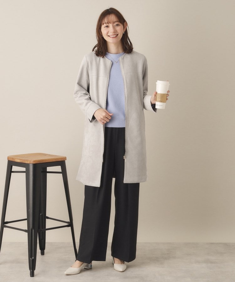 通勤】カットフェイクスエードコート（ノーカラーコート） | ITS