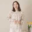 イッツデモ(ITS' DEMO)の【通勤／手洗い可】ラメストストライプ花柄ブラウス オフホワイト(103)