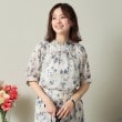 イッツデモ(ITS' DEMO)の【手洗い可／M・Lサイズ展開】ラメストライプ花柄5分袖ブラウス オフホワイト(103)