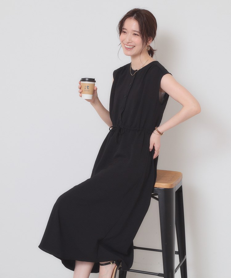 イッツデモ(ITS' DEMO)の【接触冷感／吸水速乾／洗濯機OK】イージーケアドロストワンピース＜ラク服シリーズ＞ ブラック(019)