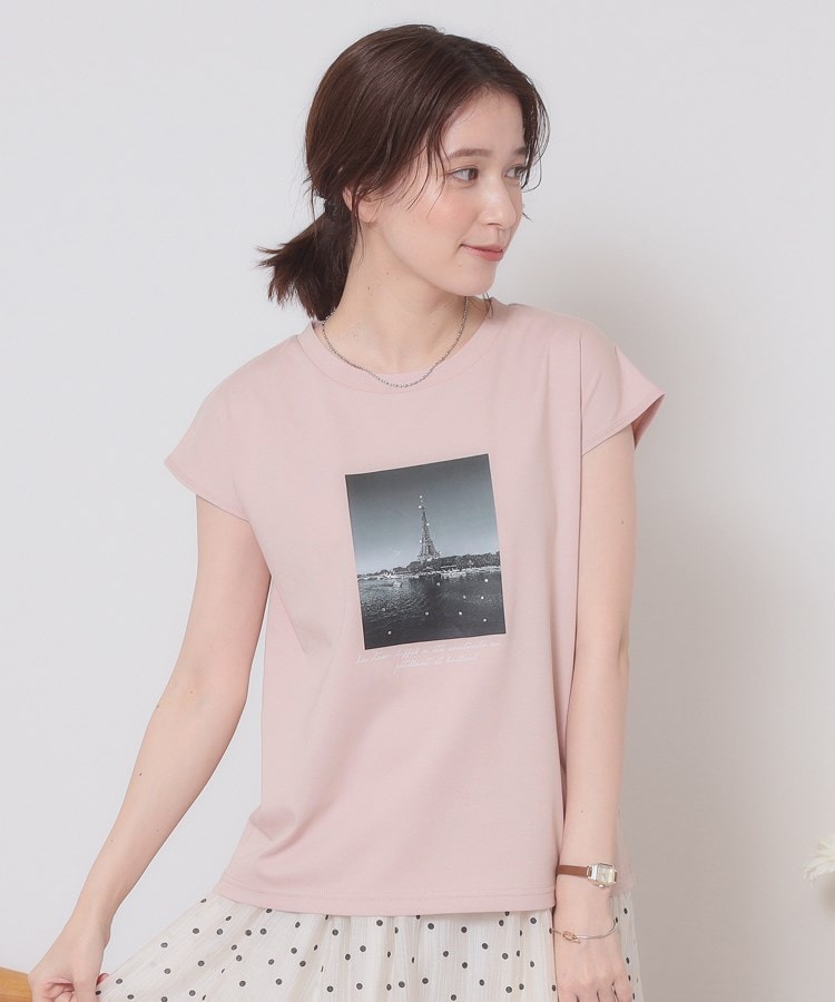 イッツデモ(ITS' DEMO)の【手洗い可】フォトフレンチTシャツ ピンク(071)