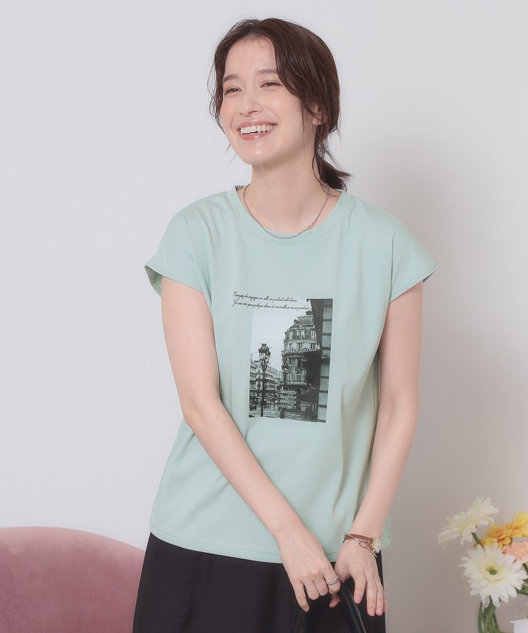 イッツデモ(ITS' DEMO)の【手洗い可】フォトフレンチTシャツ ブルー(091)