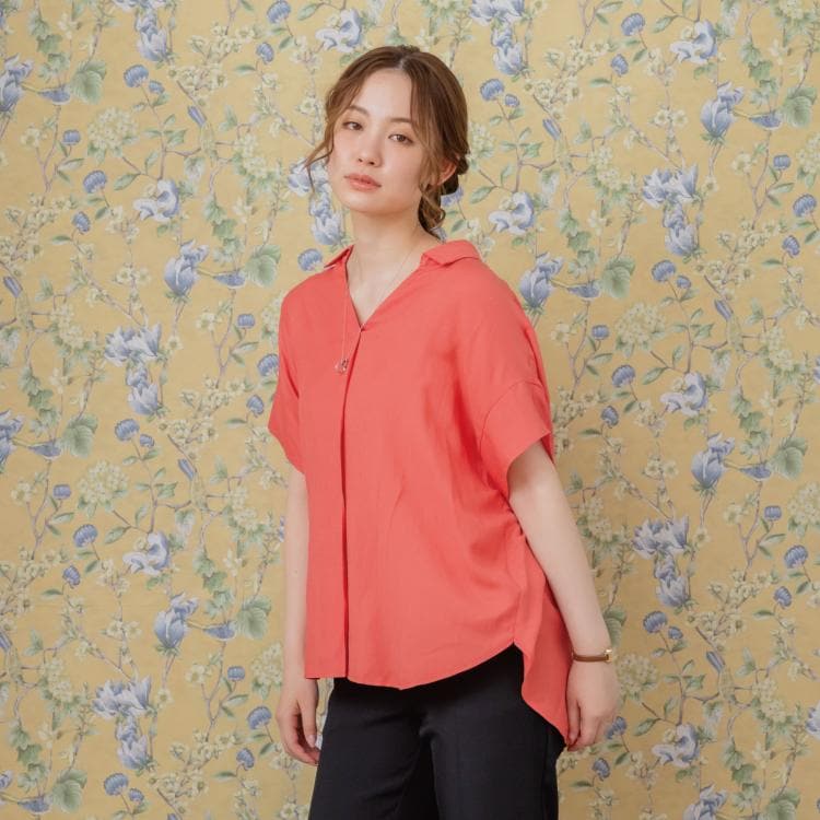 イッツデモ(ITS' DEMO)の【接触冷感／手洗い可】強撚スラブスキッパーブラウス シャツ・ブラウス