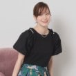 イッツデモ(ITS' DEMO)の【手洗い可】パール調飾り付きパフ袖プルオーバー ブラック(019)