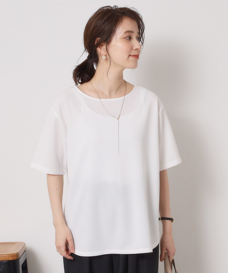 イッツデモ(ITS' DEMO)の【接触冷感／洗濯機OK】カットジョーゼットTシャツ オフホワイト(003)