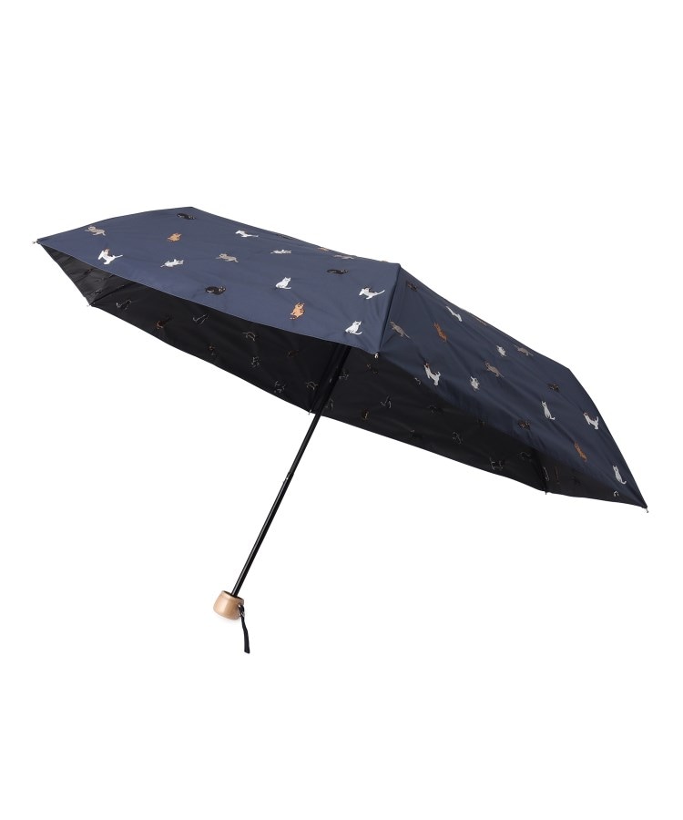 イッツデモ(ITS' DEMO)の【晴雨兼用／日傘／UV対策／折りたたみ傘】ミニ傘キャッツ ブルー(093)