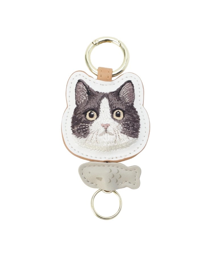 イッツデモ(ITS' DEMO)の刺繍ネコカラビナ チャコールグレー(014)