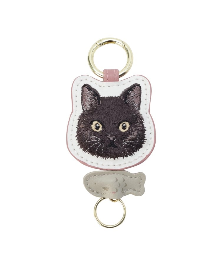 イッツデモ(ITS' DEMO)の刺繍ネコカラビナ ブラック(019)