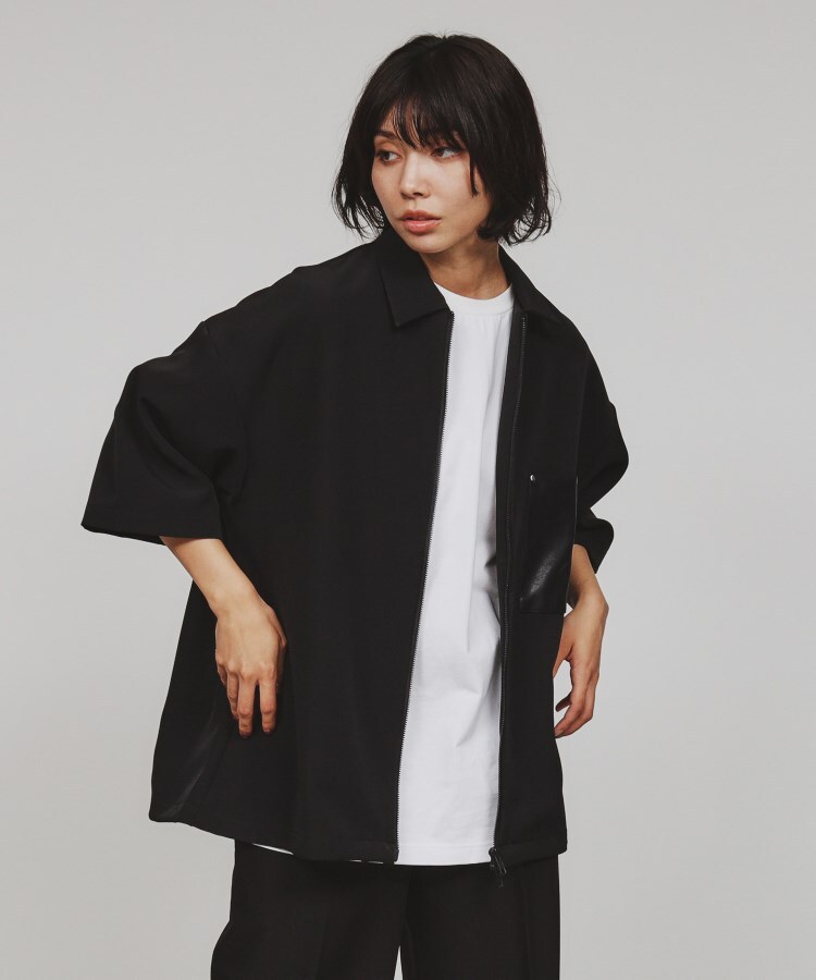 ティーケー タケオ キクチ(レディース)(tk.TAKEO KIKUCHI(Ladies))の2WAY 6分袖シャツアウター ブラック(019)