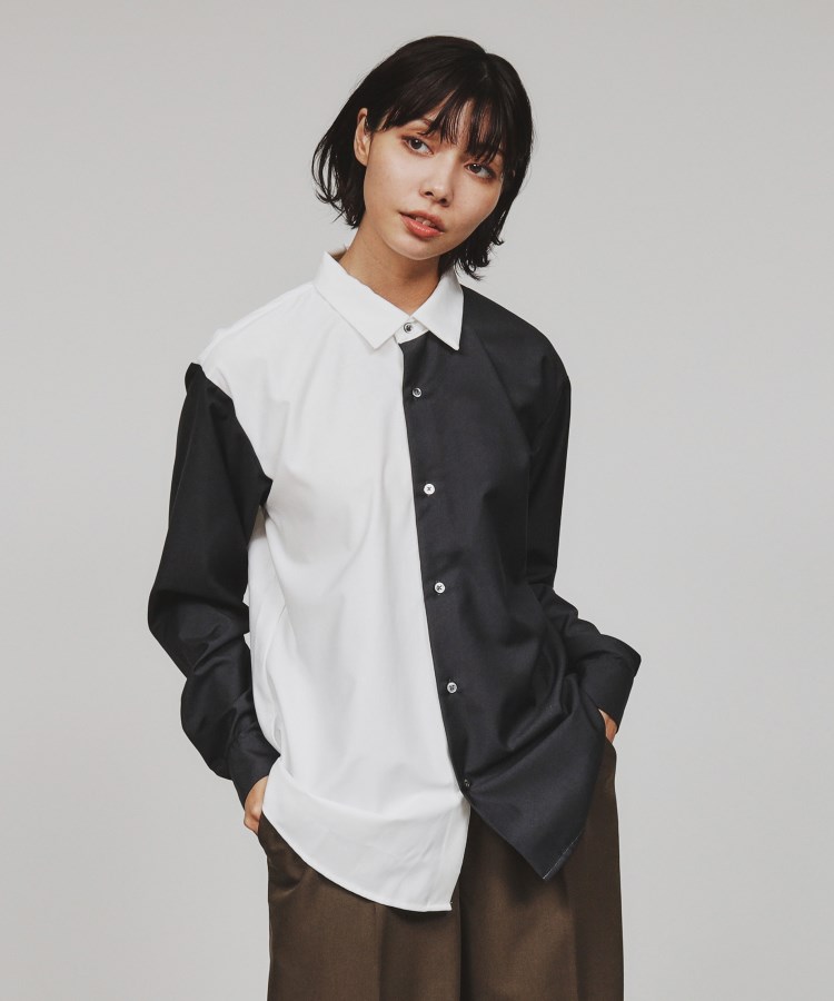 ティーケー タケオ キクチ(レディース)(tk.TAKEO KIKUCHI(Ladies))のTRハーフデザインシャツ チャコールグレー(514)