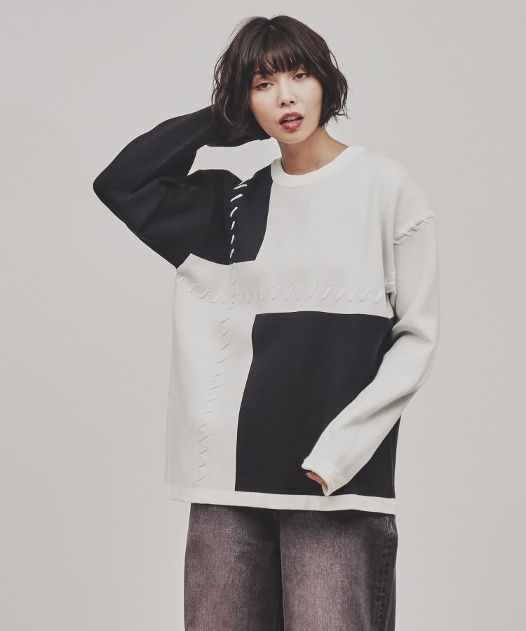 ティーケー タケオ キクチ(レディース)(tk.TAKEO KIKUCHI(Ladies))の【もちもちニット】ブロックステッチ9