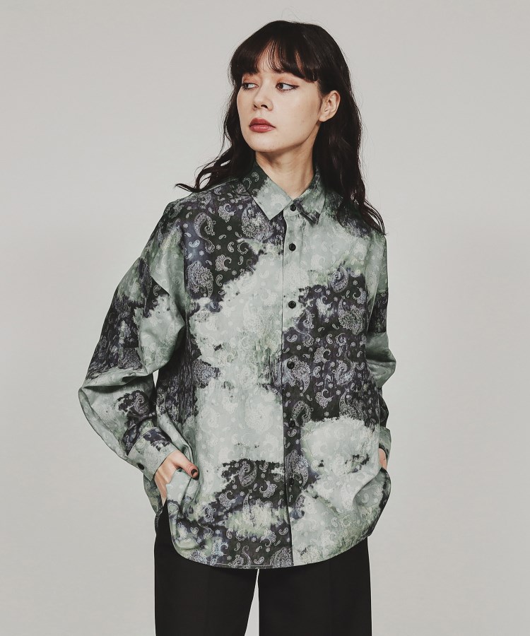 ティーケー タケオ キクチ(レディース)(tk.TAKEO KIKUCHI(Ladies))のFヌバックプリントシャツ ブルー(592)