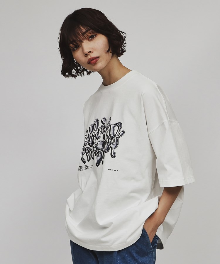 ティーケー タケオ キクチ(レディース)(tk.TAKEO KIKUCHI(Ladies))のメタルプリントTシャツ ホワイト(001)
