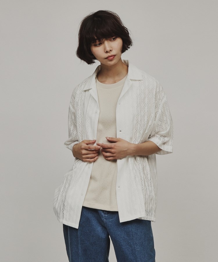 ティーケー タケオ キクチ(レディース)(tk.TAKEO KIKUCHI(Ladies))のアソートレースデザインシャツ ホワイト(001)