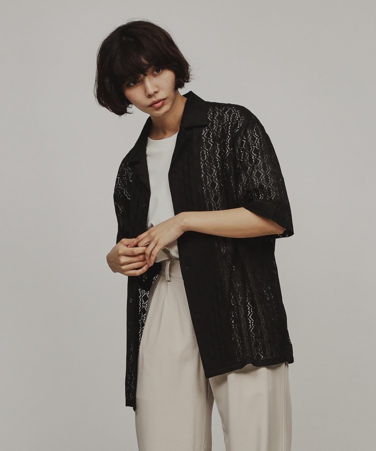 ティーケー タケオ キクチ(レディース)(tk.TAKEO KIKUCHI(Ladies))のアソートレースデザインシャツ ブラック(019)