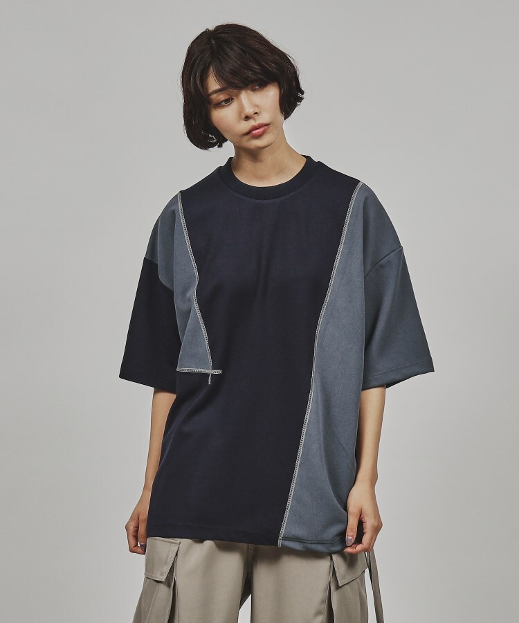 ティーケー タケオ キクチ(レディース)(tk.TAKEO KIKUCHI(Ladies))のジオメトリックグリッドカットソー ブルー(593)