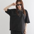 ティーケー タケオ キクチ(レディース)(tk.TAKEO KIKUCHI(Ladies))の配色ハーフジップポロ ブラック(019)