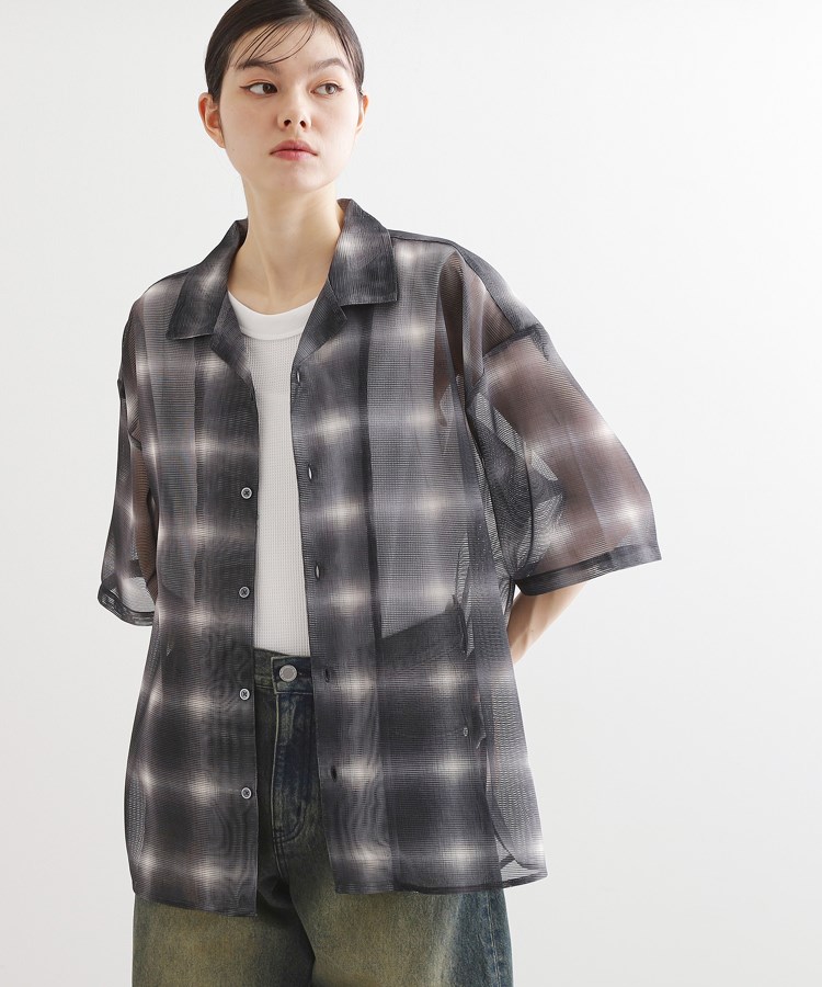 ティーケー タケオ キクチ(レディース)(tk.TAKEO KIKUCHI(Ladies))のメッシュオンブレ―チェックシャツ5