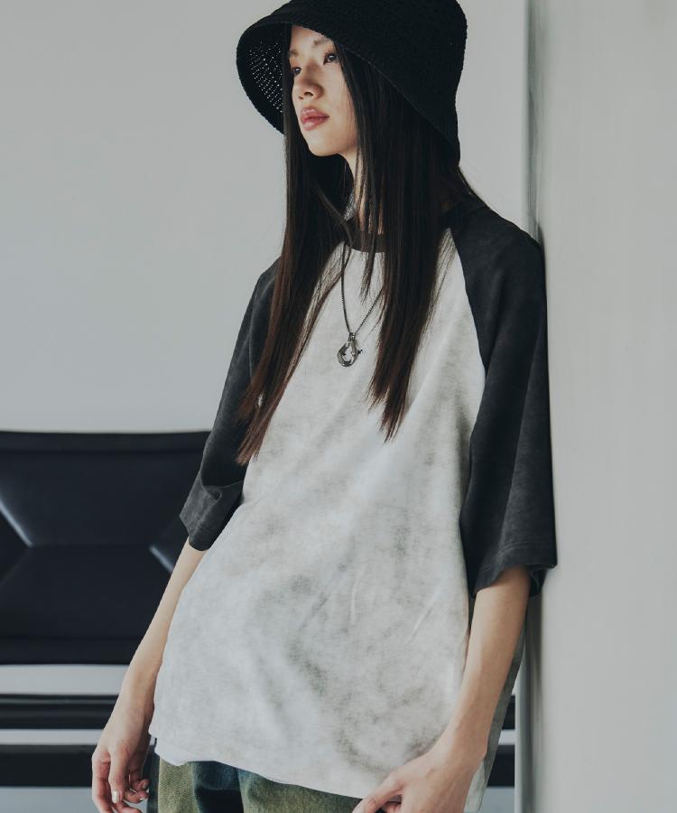 ティーケー タケオ キクチ(レディース)(tk.TAKEO KIKUCHI(Ladies))のヴィンテージライクラグランTシャツ ホワイト(401)