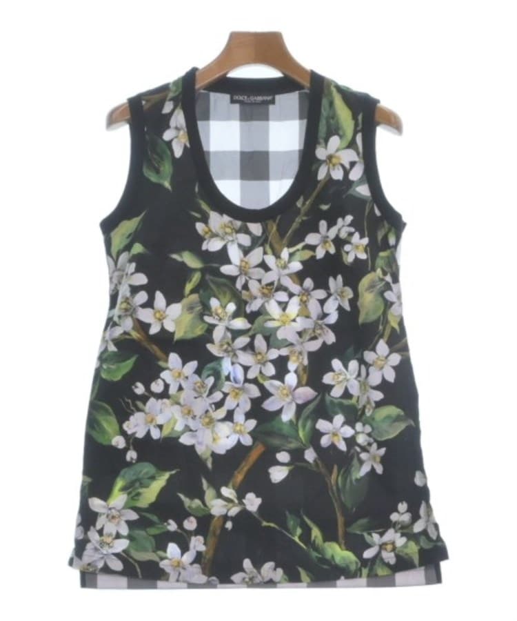 ラグタグ(RAGTAG)のDOLCE&GABBANA ドルチェアンドガッバーナ レディース カジュアルシャツ サイズ：38(S位) 黒x白x緑(花柄)、後身頃:黒x白(チ