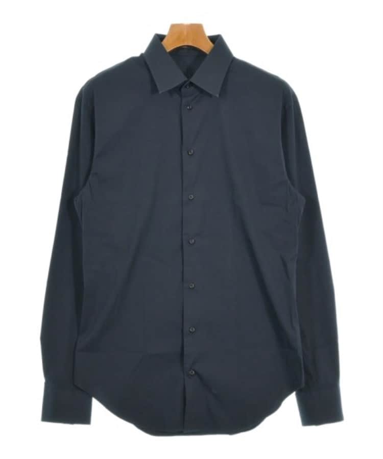 EMPORIO ARMANI カジュアルシャツ 46(XL位) 黒x紺等 【古着