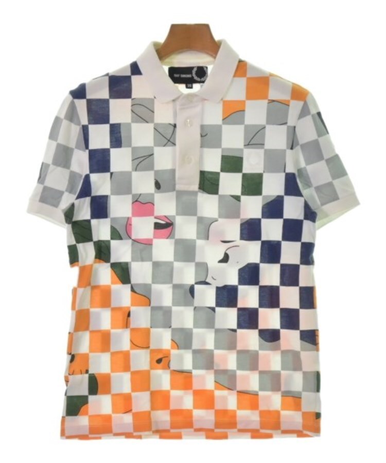 ラグタグ(RAGTAG)のRAF SIMONS ラフシモンズ メンズ ポロシャツ サイズ：38(M位) 白x緑x紺等(総柄)
