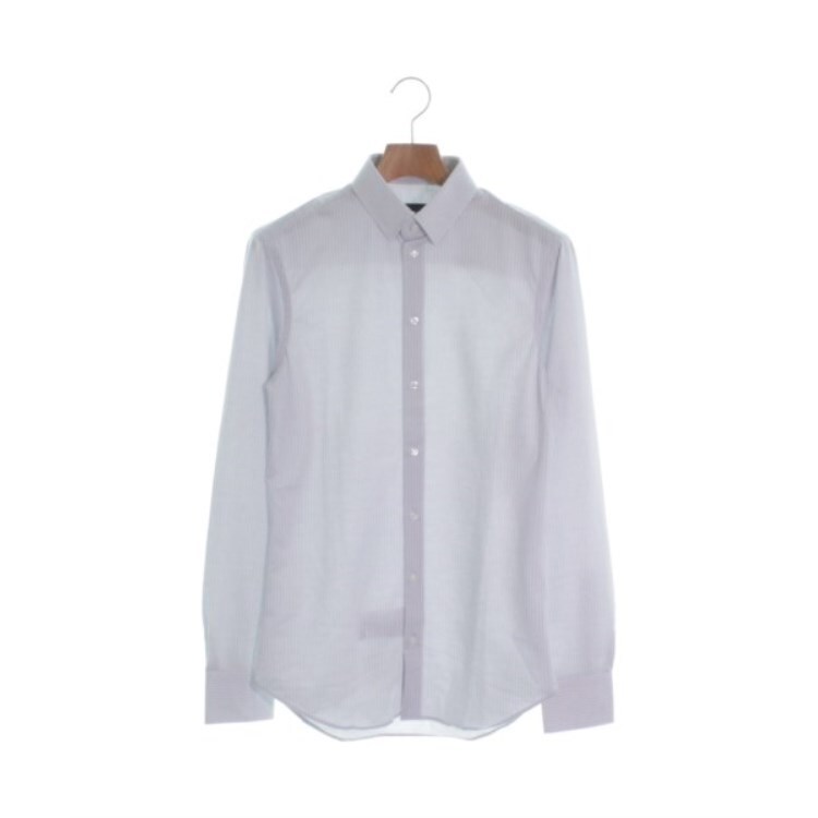 EMPORIO ARMANI ドレスシャツ 40(L位) 白x青(ストライプ)