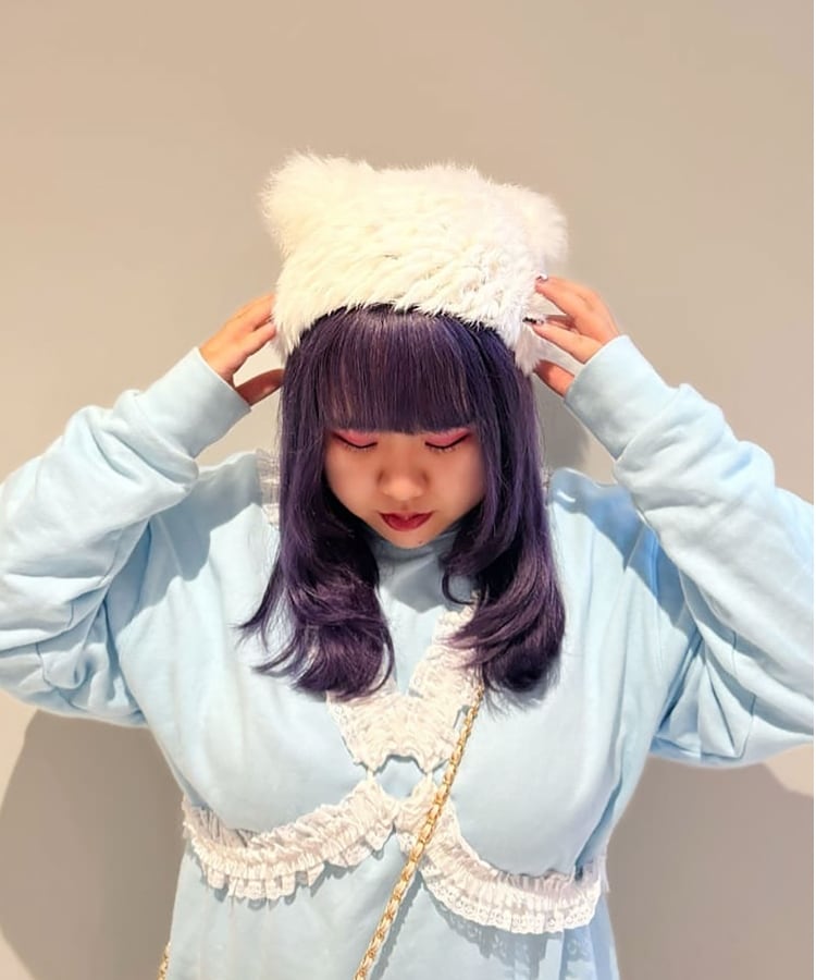 ロングファーくまみみニット帽(ニット帽) | Grandedge ロングファーくまみみニット帽(ニット帽) | Grandedge
