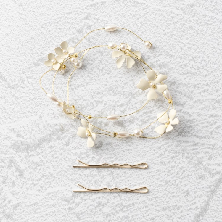 グランドエッジ　アクセサリー(Grandedge)のClassy GARDEN freely arrange wire フラワー フェイクパール ビーズ アメピン ヘッドアクセサリー
