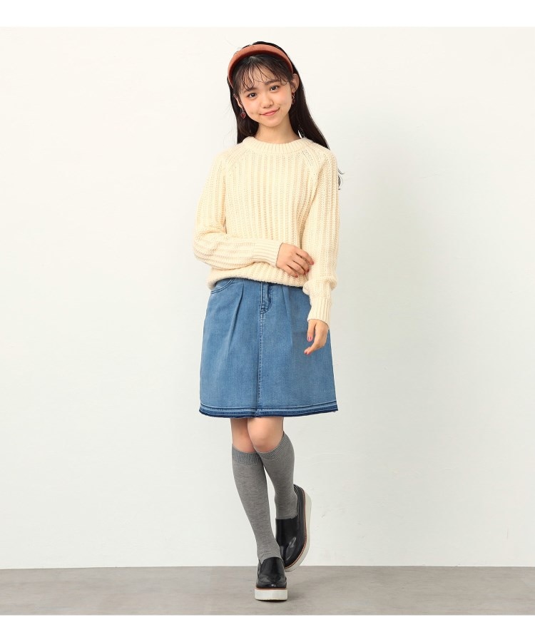 ガールズ デニムスカート (ストレッチ入り) 【130-160cm】(ミニ