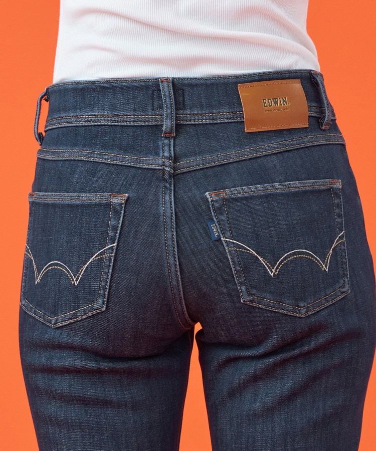 エドウイン(EDWIN)の【EDWIN LADIES】 インターナショナルベーシックBODY FIREゆったりストレート裏フリースデニムパンツ【暖】28