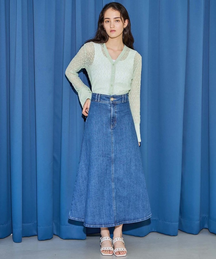 SOMETHING】 スプレッドデニムスカート(マキシ・ロングスカート SOMETHING】 スプレッドデニムスカート(マキシ・ロングスカート