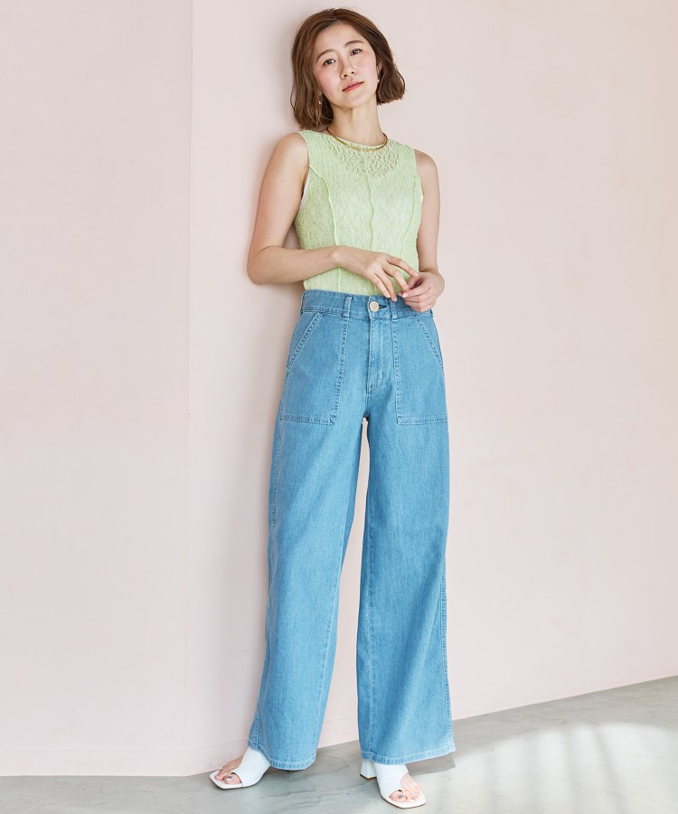 SOMETHING】 SUMMER COOL 涼しいワイドベーカーデニムパンツ【涼 SOMETHING】 SUMMER COOL 涼しいワイドベーカーデニムパンツ【涼