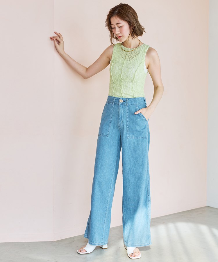 SOMETHING】 SUMMER COOL 涼しいワイドベーカーデニムパンツ【涼 SOMETHING】 SUMMER COOL 涼しいワイドベーカーデニムパンツ【涼