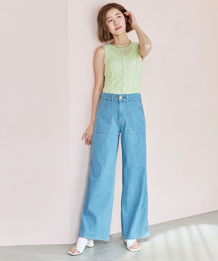 SOMETHING】 SUMMER COOL 涼しいワイドベーカーデニムパンツ【涼 SOMETHING】 SUMMER COOL 涼しいワイドベーカーデニムパンツ【涼