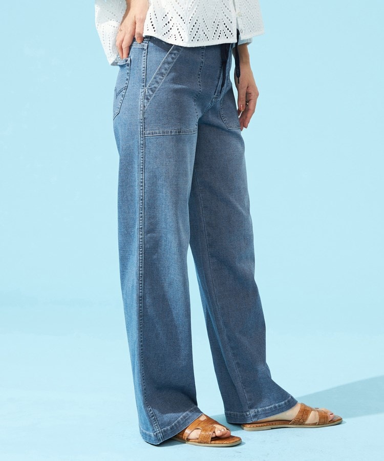 エドウイン(EDWIN)の【EDWIN LADIES】 ジャージーズ COOLイージーベイカーワイドデニムパンツ【涼】38