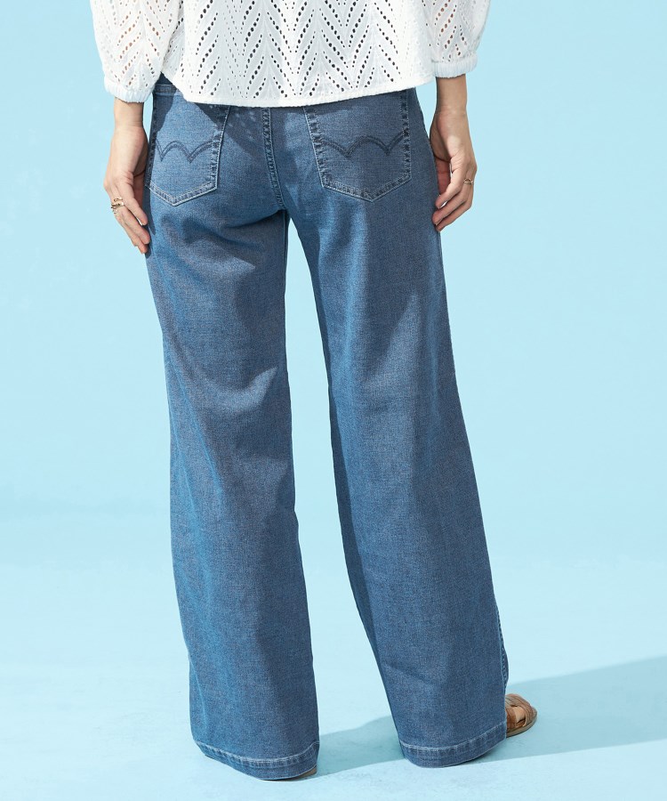 エドウイン(EDWIN)の【EDWIN LADIES】 ジャージーズ COOLイージーベイカーワイドデニムパンツ【涼】39