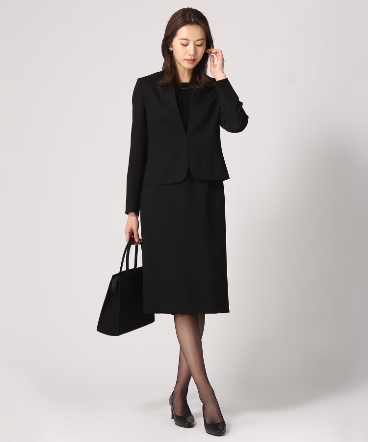 アンカーウーマン(ANCHOR WOMAN)の【S～3L】Ｖノーカラーアンサンブル【礼服・喪服・ブラックフォーマル】【取り外し可能アクセサリー付き】【ウォッシャブル】11