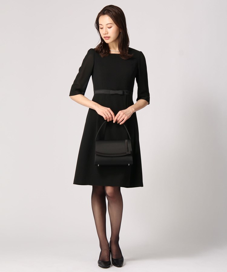 ＜WORLD＞ ANCHOR WOMAN(アンカーウーマン) 【XS〜3L】スクエアネックワンピース【礼服・喪服・ブラックフォーマル】【セット着用可】